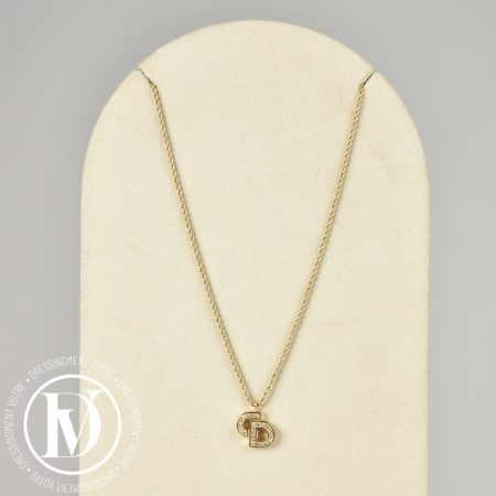 Collier CD strass en métal doré - Dior Dressingment Votre