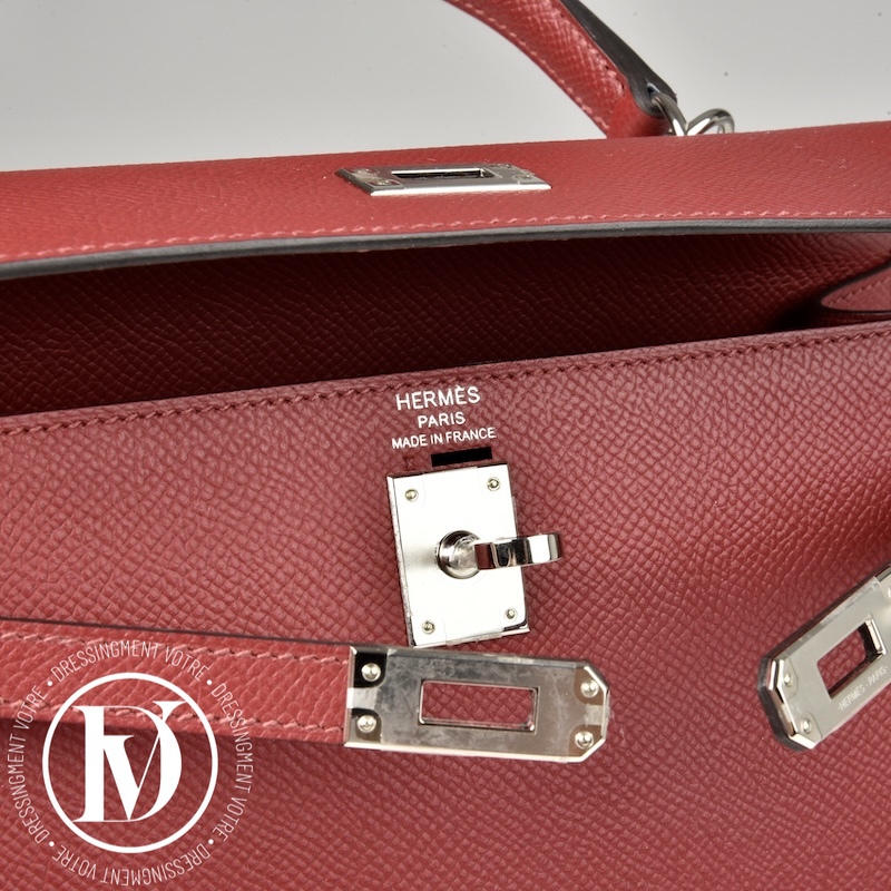 Sac Kelly 25 Epsom Rouge Grenat - Hermès Sac Kelly 25 Epsom Rouge Grenat - Hermès – Image 10