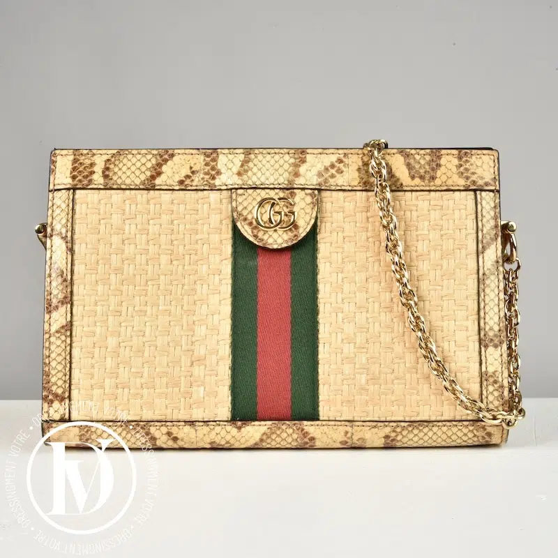 Sac Ophidia en raphia et python - Gucci Sac Ophidia en raphia et python - Gucci
