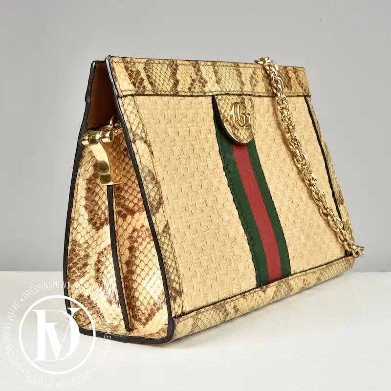Sac Ophidia en raphia et python - Gucci Sac Ophidia en raphia et python - Gucci – Image 5