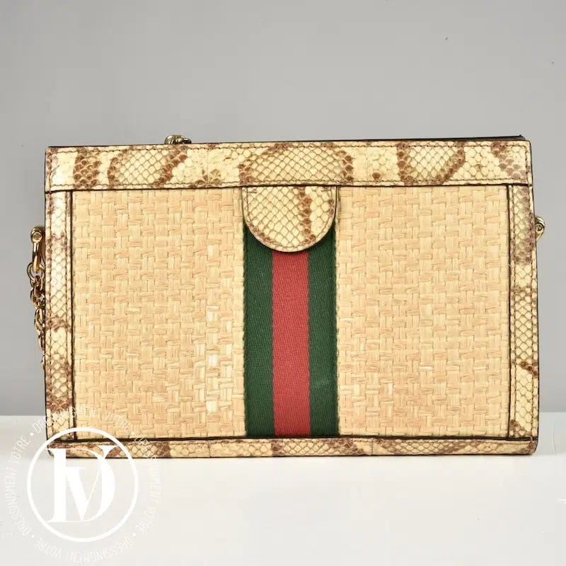 Sac Ophidia en raphia et python - Gucci Sac Ophidia en raphia et python - Gucci – Image 3
