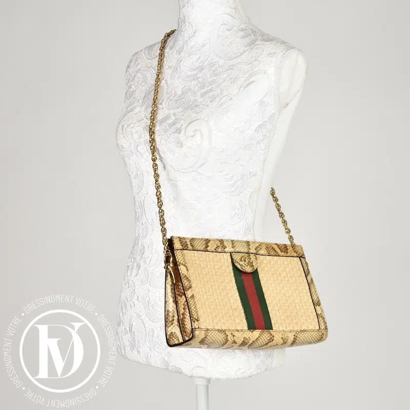 Sac Ophidia en raphia et python - Gucci Sac Ophidia en raphia et python - Gucci – Image 2