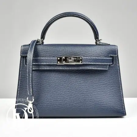 Accueil site seconde main de luxe,friperie de luxe,marque de luxe pas cher,seconde main vetement de luxe,friperie haut de gamme en ligne Sac Mini Kelly perso chèvre bleu navy - Hermès
