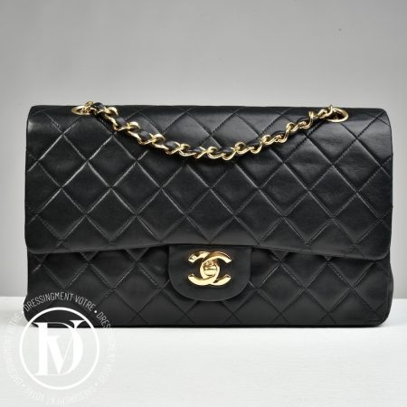 Accueil site seconde main de luxe,friperie de luxe,marque de luxe pas cher,seconde main vetement de luxe,friperie haut de gamme en ligne Sac Timeless vintage médium en cuir noir - Chanel