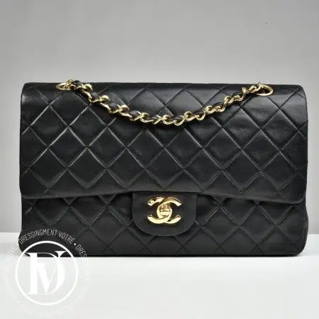Accueil site seconde main de luxe,friperie de luxe,marque de luxe pas cher,seconde main vetement de luxe,friperie haut de gamme en ligne Sac Timeless vintage médium en cuir noir - Chanel