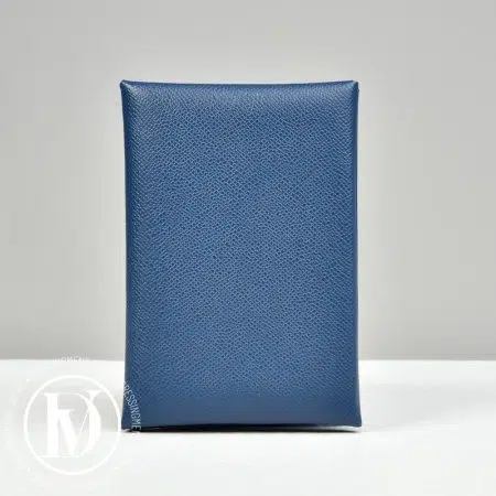 Porte-cartes Calvi Duo en cuir Bleu de Prusse - Hermès