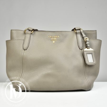 Sac cabas en cuir grainé beige - Prada Dressingment Votre