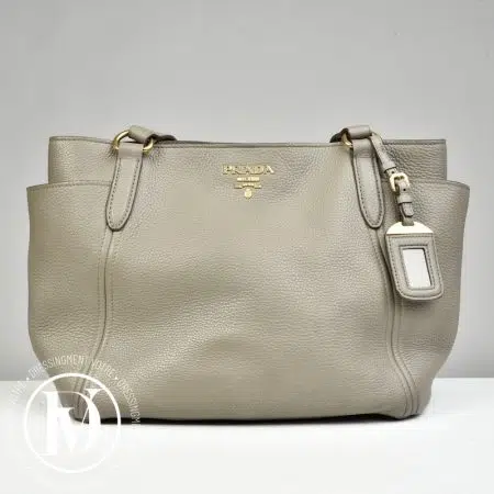 Sac cabas en cuir grainé beige - Prada