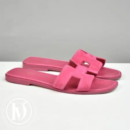 Mules Oran en daim rose p.37,5 - Hermès